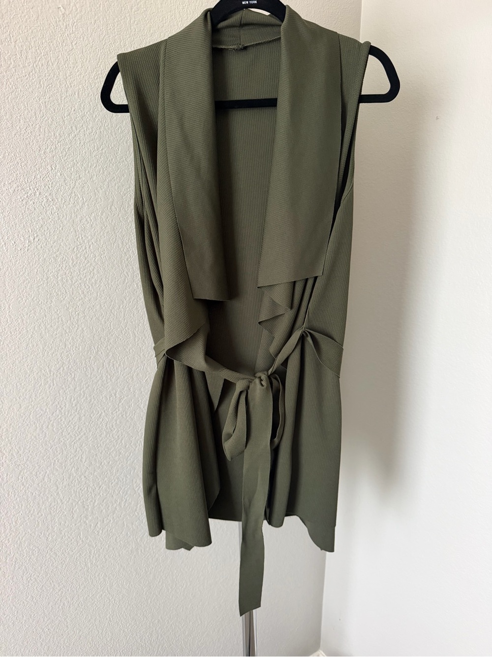 Boohoo Olive Green Sleeveless Wrap Tie Vest